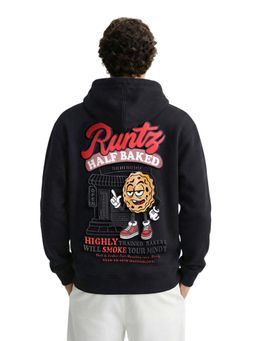 The Indian Garage Co - Black Relaxed Fit Graphic Hooded Full Sleeves 1 Hoodie