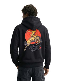 The Indian Garage Co - Black Boxy Fit Graphic Hooded Full Sleeves 1 Hoodie