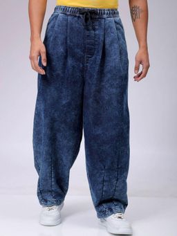 The Indian Garage Co - Blue Baggy Fit Solid Mid-Rise Jeans