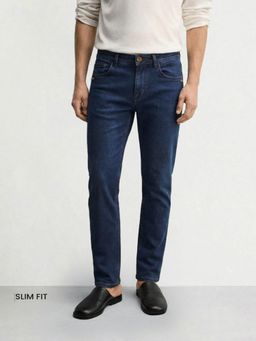 The Indian Garage Co - Blue Slim Fit Solid Mid-Rise Jeans