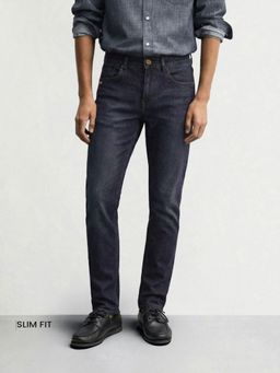 The Indian Garage Co - Blue Slim Fit Solid Mid-Rise Jeans