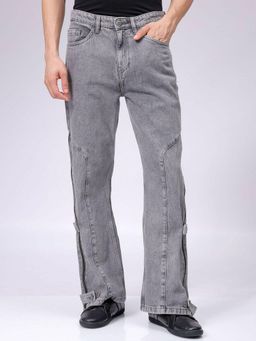 The Indian Garage Co - Grey Bootcut Solid Mid-Rise Jeans
