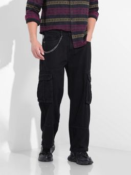 The Indian Garage Co - Black Relaxed Fit Solid Mid-Rise Jeans