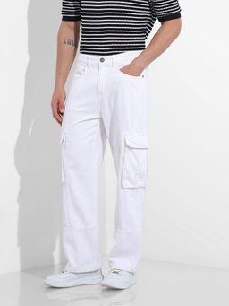 The Indian Garage Co - White Relaxed Fit Solid Mid-Rise Jeans