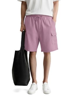 The Indian Garage Co - Purple Relaxed Fit Solid Mid-Rise Cargo Shorts