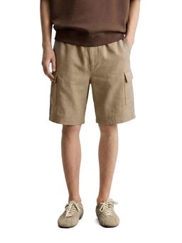 The Indian Garage Co - Khaki Relaxed Fit Solid Mid-Rise Cargo Shorts