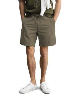The Indian Garage Co - Green Relaxed Fit Solid Mid-Rise Cargo Shorts