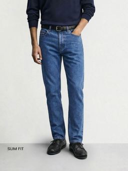 The Indian Garage Co - Blue Slim Fit Solid Mid-Rise Jeans