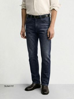 The Indian Garage Co - Blue Slim Fit Solid Mid-Rise Jeans
