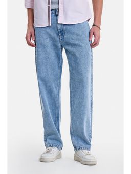 Snitch - Light Blue Acid Wash Relaxed Casual Jeans for Men