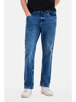 Snitch - Blue Light Distressed Straight Casual Jeans for Men