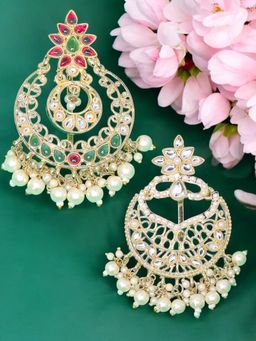 OOMPH - Combo of 2 Gold Tone Ethnic Hair Bun Pin - Juda Pin - Jadau Floral Design