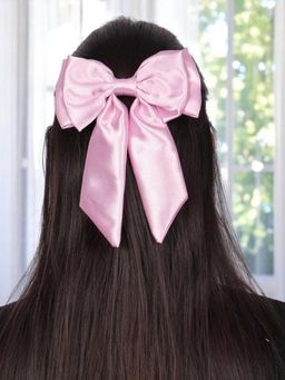 OOMPH - Pink Double Bow Flat Hair Clip for Women