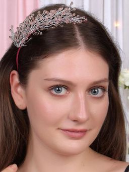 OOMPH - Pink Crystal Bridal Hair Band Tiara - Wedding Hair Accessories