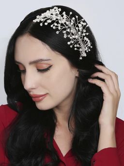 OOMPH - White Crystal Bridal Hair Band Tiara - Wedding Hair Accessories