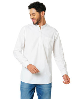 Indivisual - Mens Bright White Premium Cotton Solid Kurta