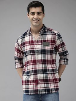 The Bear House - Ardor By Men Blue Slim Checked Casual Shirt