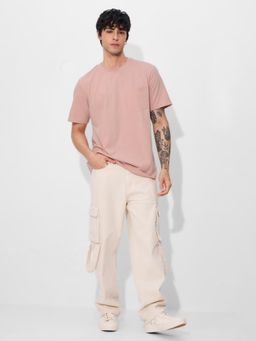 The Souled Store - Originals Solid Oyster Pink Mens T-Shirt