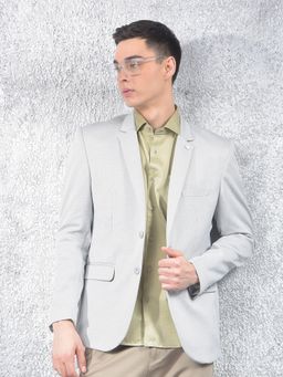 CRIMSOUNE CLUB - Men Grey Notched Lapel Single Breasted Blazer