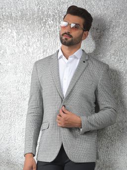 CRIMSOUNE CLUB - Men Grey Notched Lapel Modal Single-Breasted Blazer