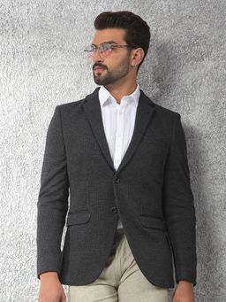 CRIMSOUNE CLUB - Men Grey Notched Lapel Single-Breasted Blazer
