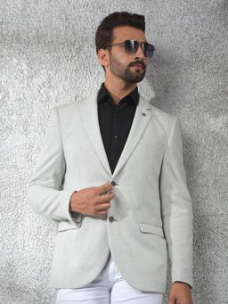 CRIMSOUNE CLUB - Men Off White Notched Lapel Single-Breasted Blazer