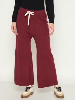 Madame - Women Maroon Solid Pant