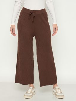 Madame - Women Brown Textured Straight Fit Pant