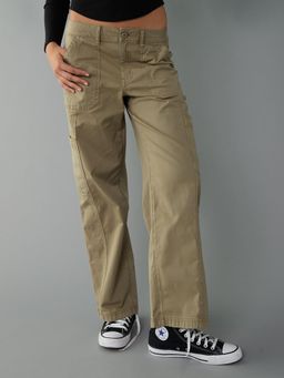 American Eagle - Women Biege Solid Ae Stretch Cargo Pant