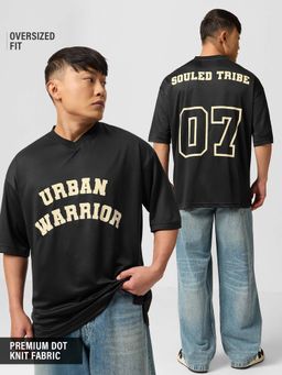 The Souled Store - Black Polyester Typography Half Sleeves T-Shirt