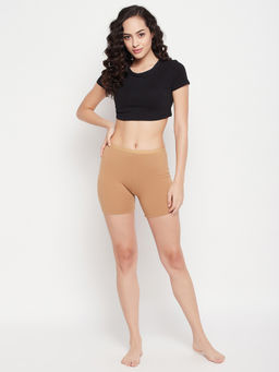 Clovia - Mid Waist Boyleg Panty In Nude Colour - Cotton