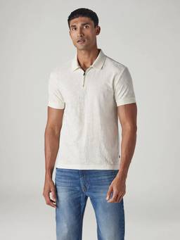 Levi's - Men's Self Design Off-White Polo T-Shirt