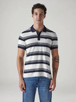 Levi's - Men's Striped White Polo T-Shirt