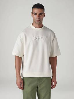 Levi's - Men's Off White Knitted Boxy Fit T-Shirt