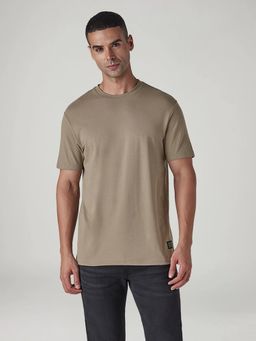 Levi's - Men's Taupe Solid Regular Fit Pique T-Shirt