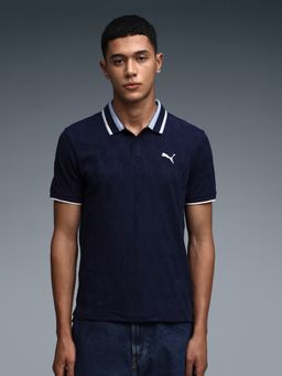 Puma - Essentials Navy Blue Monogram Jacquard Men's Polo T-Shirt