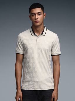 Puma - Essentials Beige Monogram Jacquard Men's Polo T-Shirt