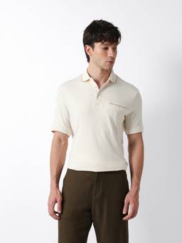 The Bear House - Men's Cream Causal Polo T-Shirt