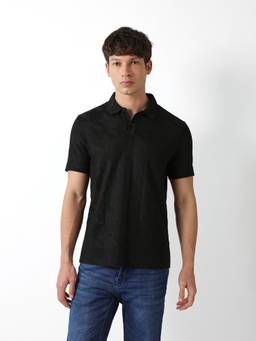 The Bear House - Men's Black Causal Polo T-Shirt
