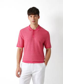The Bear House - Men's Textured Causal Polo T-Shirt