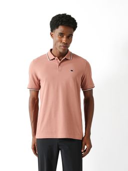 The Bear House - Men's Pink Solid Causal Polo T-Shirt