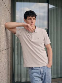 The Bear House - Men's Beige Causal Polo T-Shirt