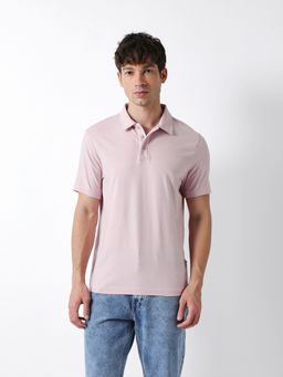 The Bear House - Men's Pink Solid Causal Polo T-Shirt