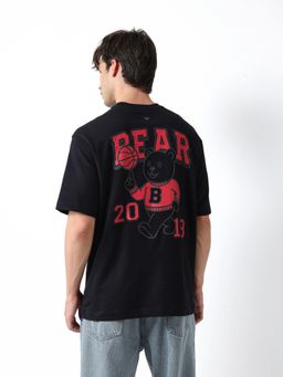 The Bear House - Men's Black Causal T-Shirt