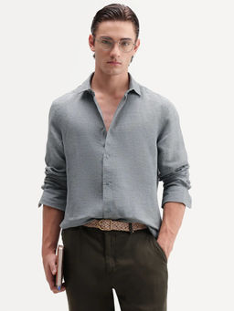 Rare Rabbit - Men's Borium Dusky Teal Linen Shirt