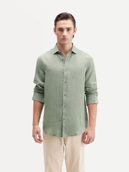 Rare Rabbit - Men's Borium Pastel Green Linen Shirt