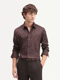 Rare Rabbit - Men's Kavo Brown Polyester Blend Shirt