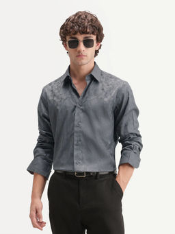 Rare Rabbit - Men's Kavo Grey Polyester Blend Shirt