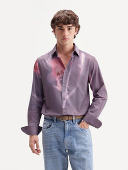 Rare Rabbit - Men's Ozan Dusky Purple Cotton Blend Shirt