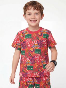 United Colors of Benetton - Red Regular Fit Crew Neck Printed T-Shirt